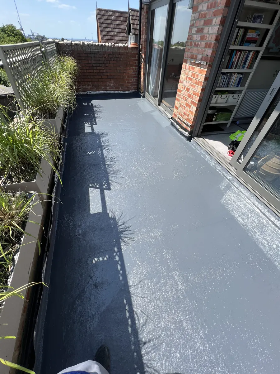 Original photograph of the liquid waterproofing on the Hampstead terrace